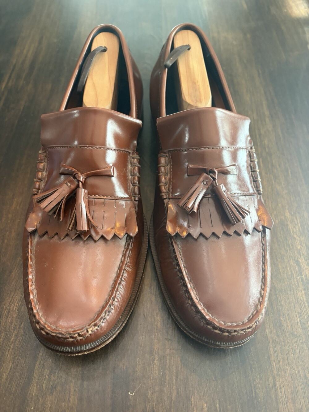 Cole Haan C11622 Brown Leather Tassle Loafers Men's Size 10 M Very Nice